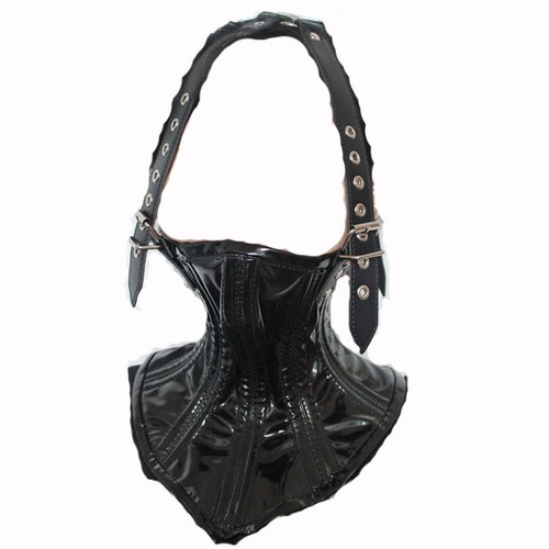 Patent leather head hood mask - patent,