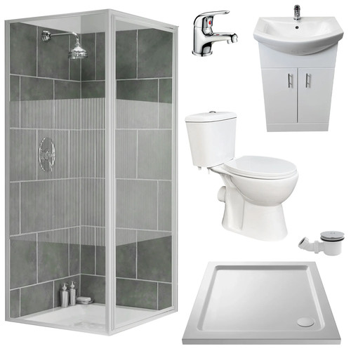 760mm shower suite white pivot - shower,