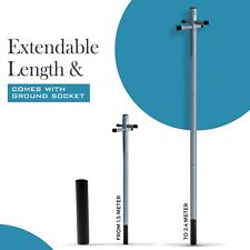 Galvanized 2.4m Washing Line Post Pole Heavy Duty Clothes Support With Socket