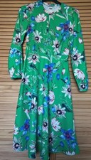 Womens H&M Green Floral Midi Dress Size 8 