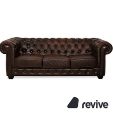 Chesterfield Leather Three-Seater Braun Sofa Couch