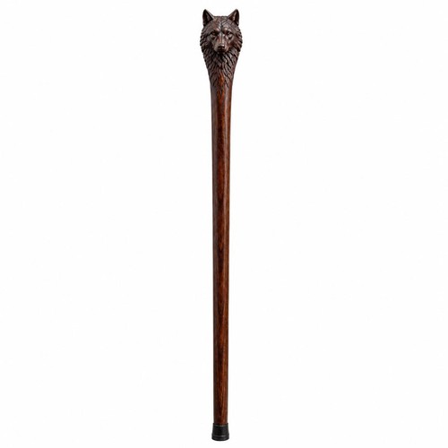 Wolf head walking cane hand - wolf,