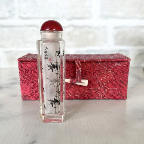 Vintage glass snuff - vintage, bottle