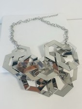 Silver Necklace Large Link Statement Contemporary Chunky Necklace New Gift UK