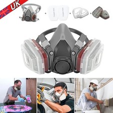 Gas Mask 6200 Half Face Chemical Vapor Paint Spray Respirator Filter 7 IN 1 UK