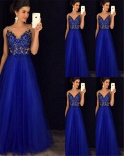 UK Gown Womens Bridesmaid Wedding Formal Long Prom Party Evening Dresses Ball