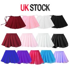 UK Kids Girls Basic Ballet Dance Skirt Chiffon Wrap Waist Tie Classic Dancewear