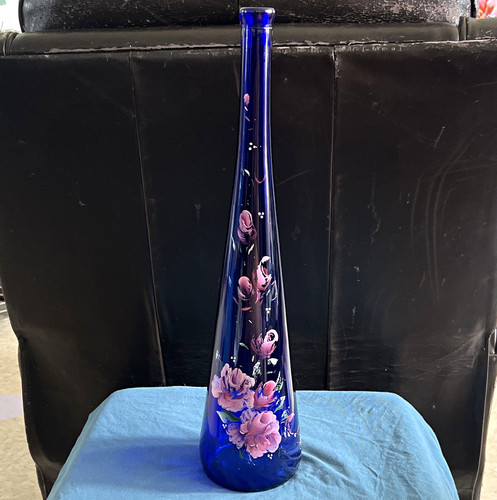 Unmarked cobalt blue glass bud - unmarked,