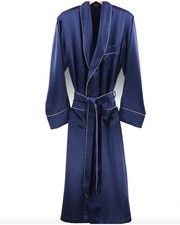 Jasmine Silk Navy Ladies Dressing Gown, Size 14 Excellent Condition