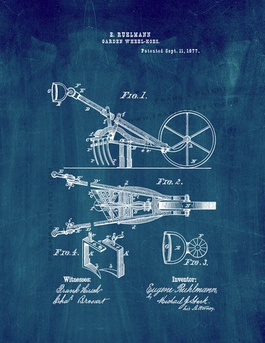 Garden wheel hoes patent print - garden,