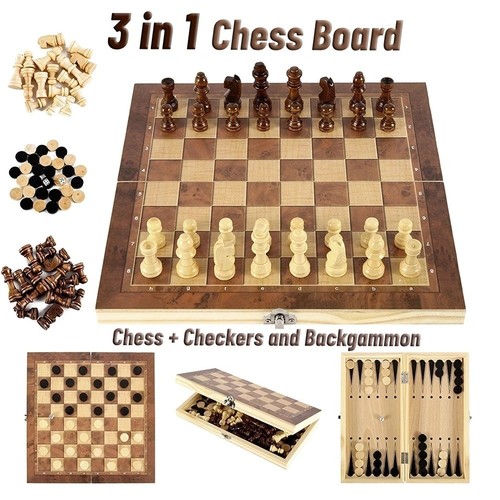 Large chess wooden set - large, folding