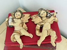 vintage Retro Pair Angel Cherubs christmas Decorative Gold Shabby Chic Festive