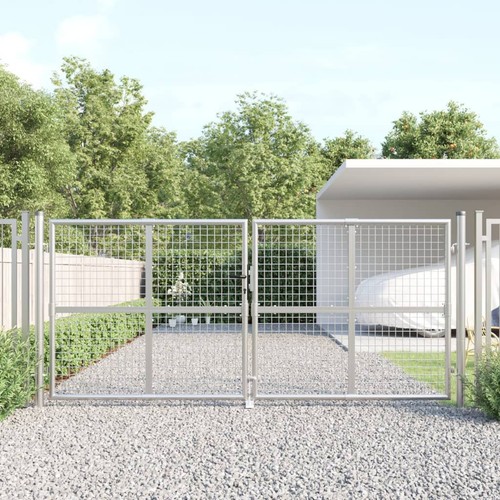 Silver double driveway - silver, gate