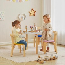 5 Piece Kids Table and Chairs Set, Wooden Toddler Table and Chairs Set