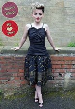 Zandra Rhodes Dress Vintage 1980s Zandra Rhodes Black/Gold Prom Dress UK Size 10