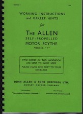 Allen "Model T" Motor Scythe Working Instruction Book