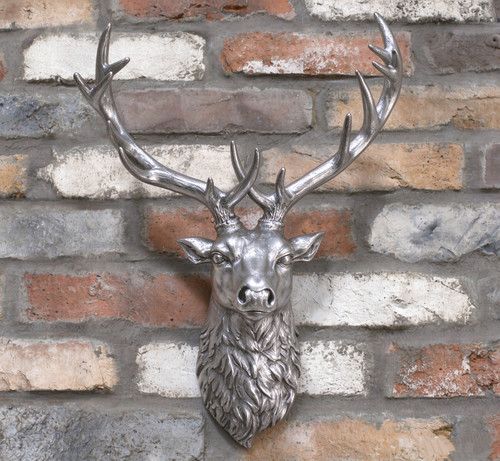 Silver stags head wall - stags,