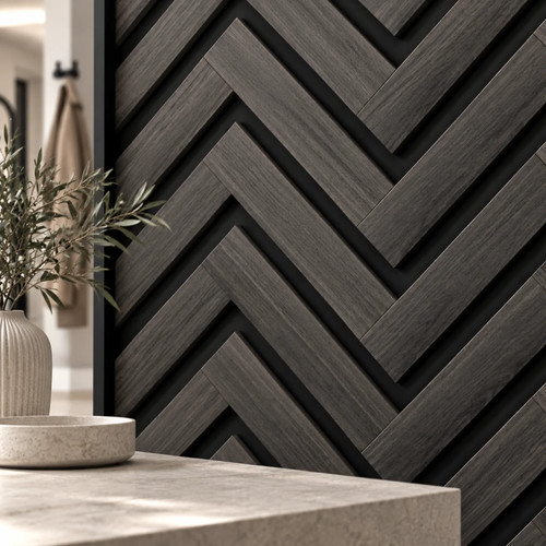 Black oak herringbone - black,