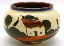 Small Torquay Ware Motto Ware Cottage Themed Mustard Dish - 6cm diameter