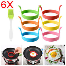 6 X Silicone Egg Frying Rings Fry Fried Poacher Moulds Perfect For Pancakes Ring