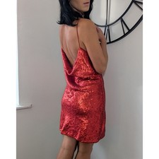 Zara Red Sequin Mini Dress with Draped Back