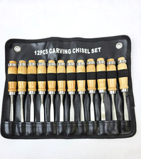 12 piece Wood Carving Chisel Set with Wood Handles and steel blades