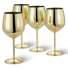 4 Pack Gold Wine Glasses Gin