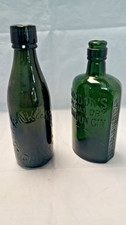 2 x Vintage Dark Green Glass