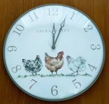 LAURA ASHLEY Watercolour Chickens Wall Clock Ø 35 cm BNWT!