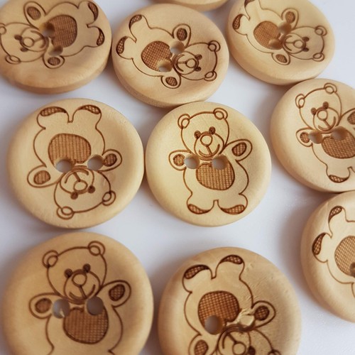 Wooden teddy bear buttons - bear,
