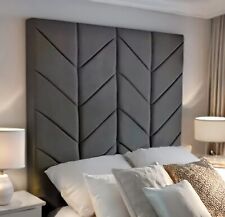 Chevron Design Plush Velvet Bed Headboard  3ft 4ft 4ft6 5ft 6ft  30" 36" 44"Tall