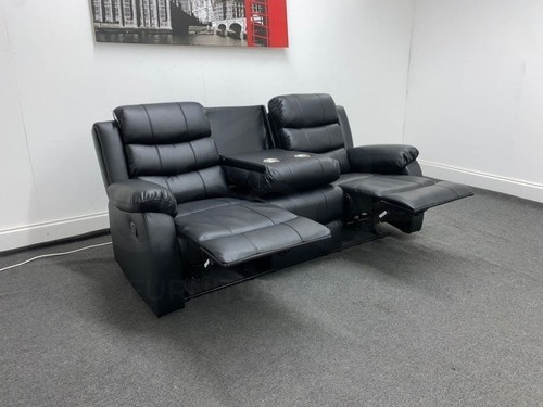 Lando recliner black leather - leather, 3