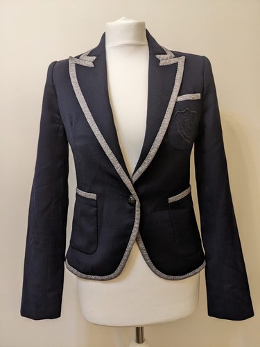 Zara wool navy contrast - wool, blue
