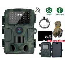 64GB 60MP Wildlife WIFI APP Trail Camera 4K Night Vision Outdoor Hunting Camera