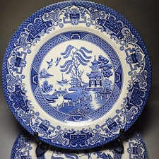 3 English Ironstone Tableware EIT Blue Old Willow Dinner Plates 10” Dinning set