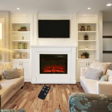 30/34in Modern White Fire Surround Wooden Mantelpiece Fireplace Decorative Fits