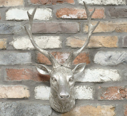 Wall mounted silver stag - wall,
