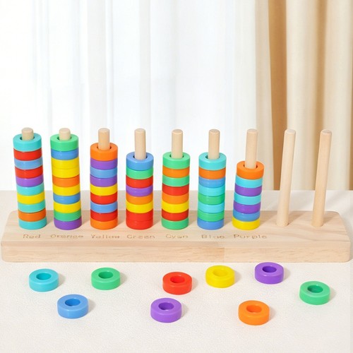 Wooden color sorting stacking - wooden,