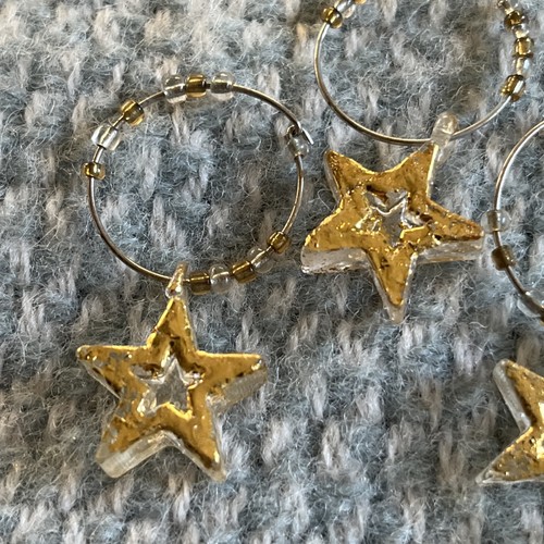 Wine glass charms gold stars - charms,