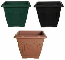 Plastic Square Deep Venetian Plant Flower Pot Pots Planter Grow Container Garden