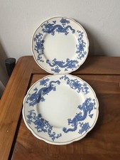 2 Booths Silicon China Blue Dragon Small Plates 6.5” Scalloped Edge Antique