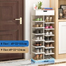 8/9 Tier Shoe Storage Rack Standing Cabinet Footwear Organizer Narrow Shelf Wood