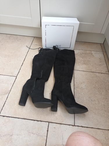 Black thigh length boots - boots, size