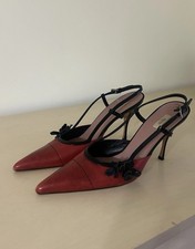 Prada Vero Cuoio Red Slingback Heels EU 40
