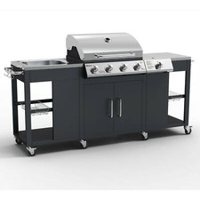 Petersburg Outdoor Kitchen with 4 Burner Gas Grill, Side Burner and Sink