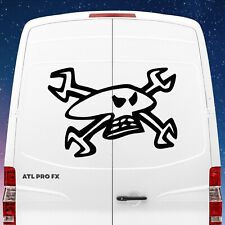 2 x XXL Guy Martin Skull Decal | Spanner Crossbones Vinyl Sticker Van Camper