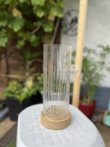Ribbed glass cylinder vase - ribbed,
