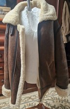 Brown Sheepskin Shearling  Leather Aviator Jacket