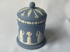 Wedgwood, Blue Jasper-ware Lidded Pot , perfect Condition, Measures , 4.5 ,1970s