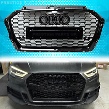 BLACK HONEYCOMB RS GRILL GRILLE FOR AUDI A3 8V 16-19 S3 S-LINE DEBADGED MESH